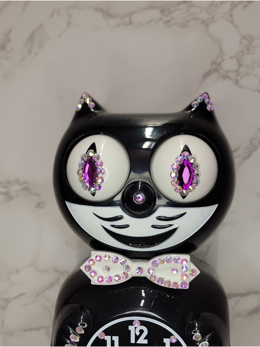 Jeweled Classic Black Kit-Cat Klock clock SUPER RARE aurora borealis crystals